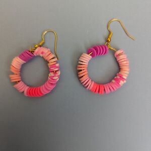 Handmade Clay Bead earrings - pink shades